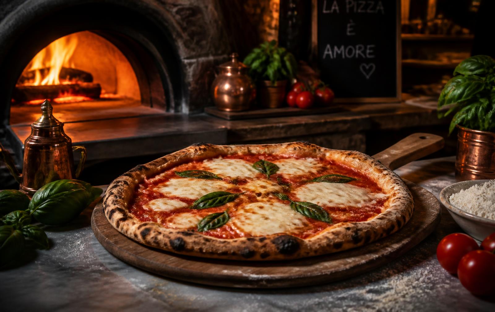 Taş fırında pişen margherita pizza